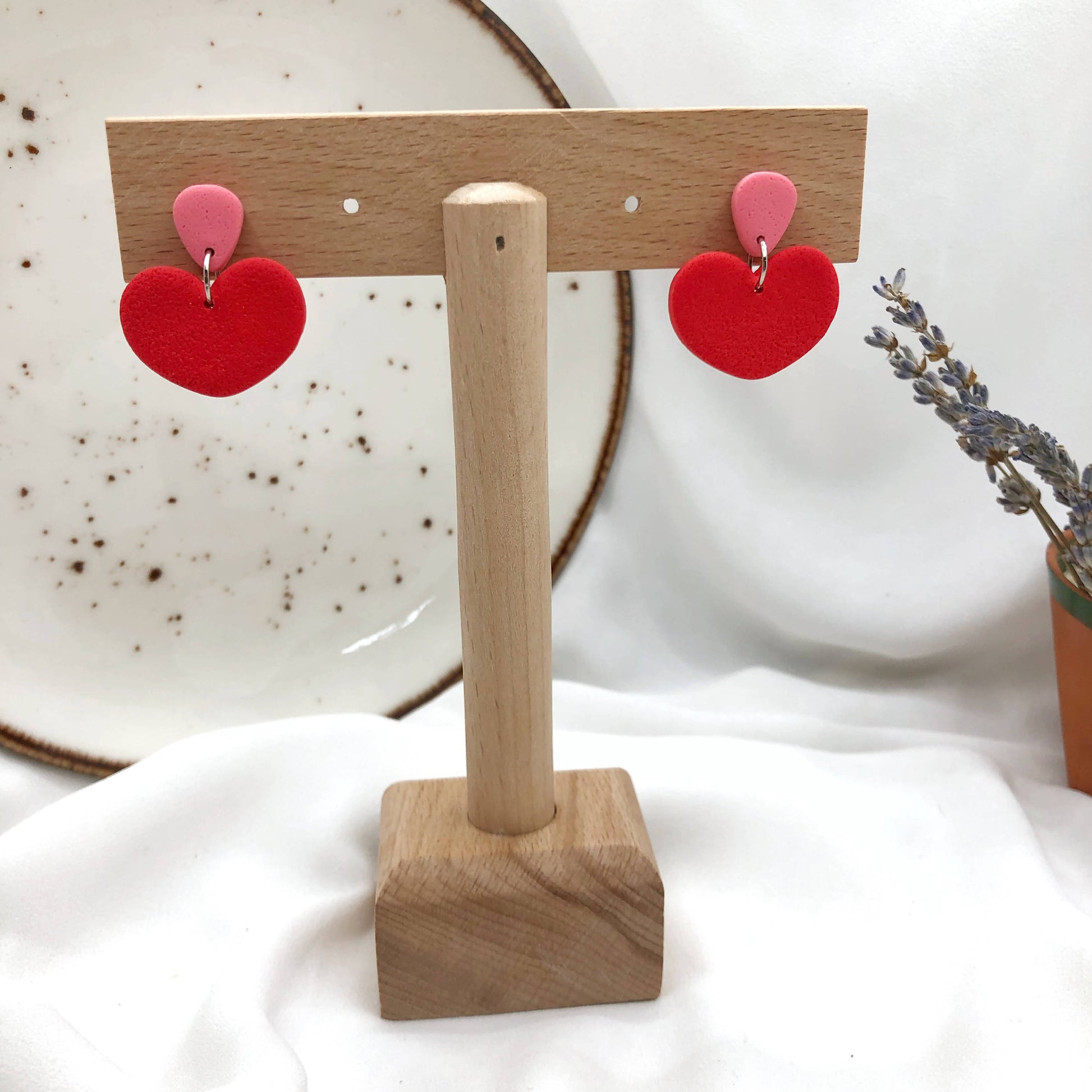 Hearts Shape Girl's Earrings - Handmade Polymer Clay Earrings - Wear Sierra