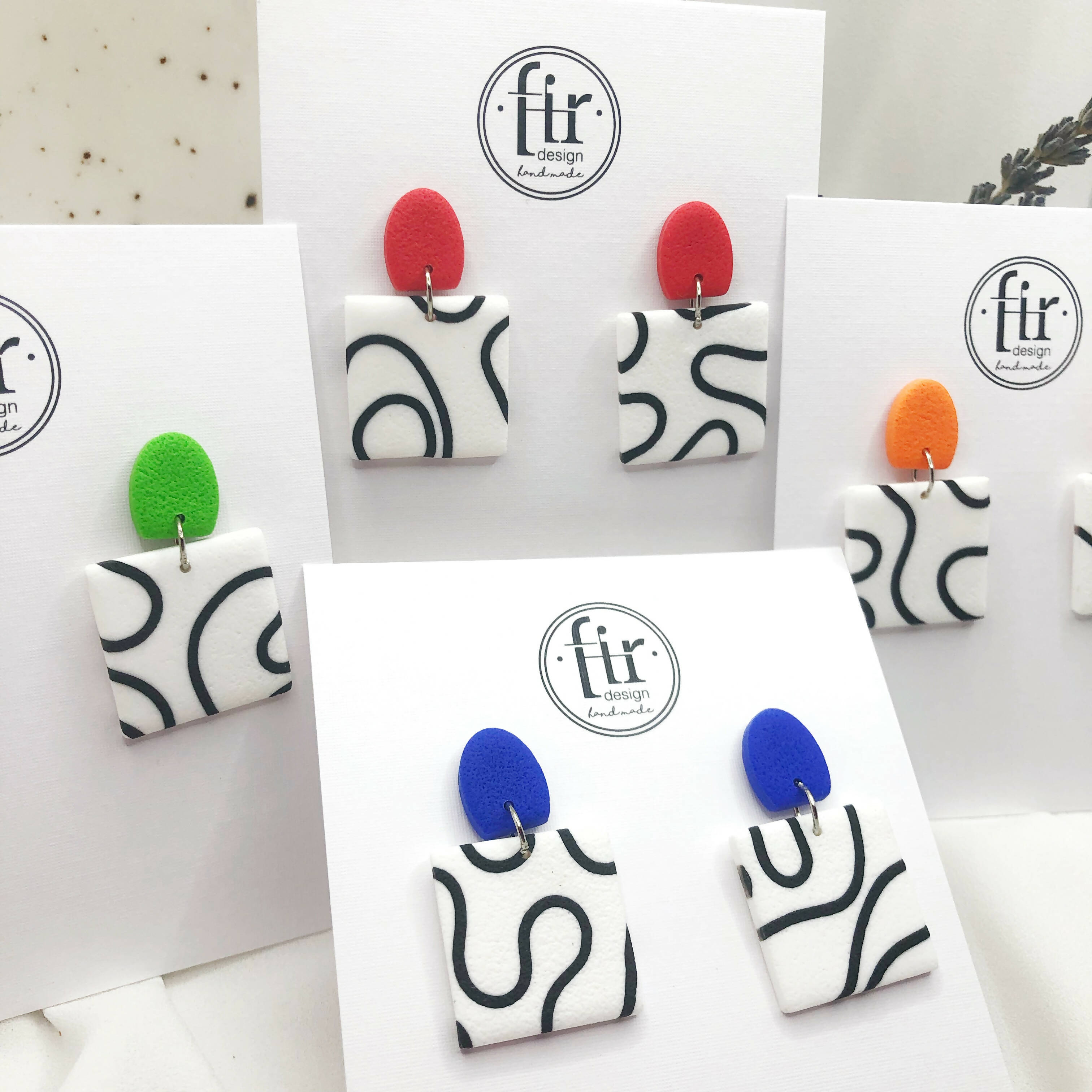 Waves Handmade Polymer Clay Earrings - Colorful Clay Earring Accessories - Wear Sierra