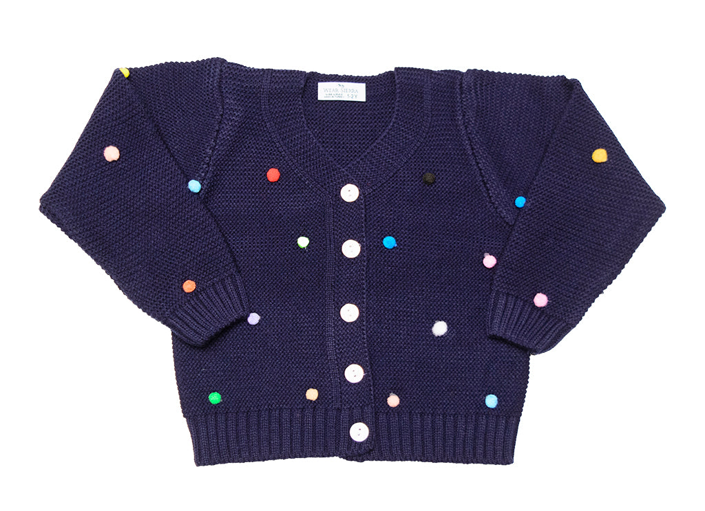 Wear Sierra Pompoms Soft Full Sleeve Cardigan For Toddler Newborn Babies Kids Girls - Wear Sierra