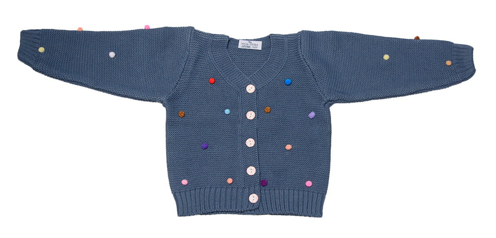 Wear Sierra Pompoms Soft Full Sleeve Cardigan For Toddler Newborn Babies Kids Girls - Wear Sierra