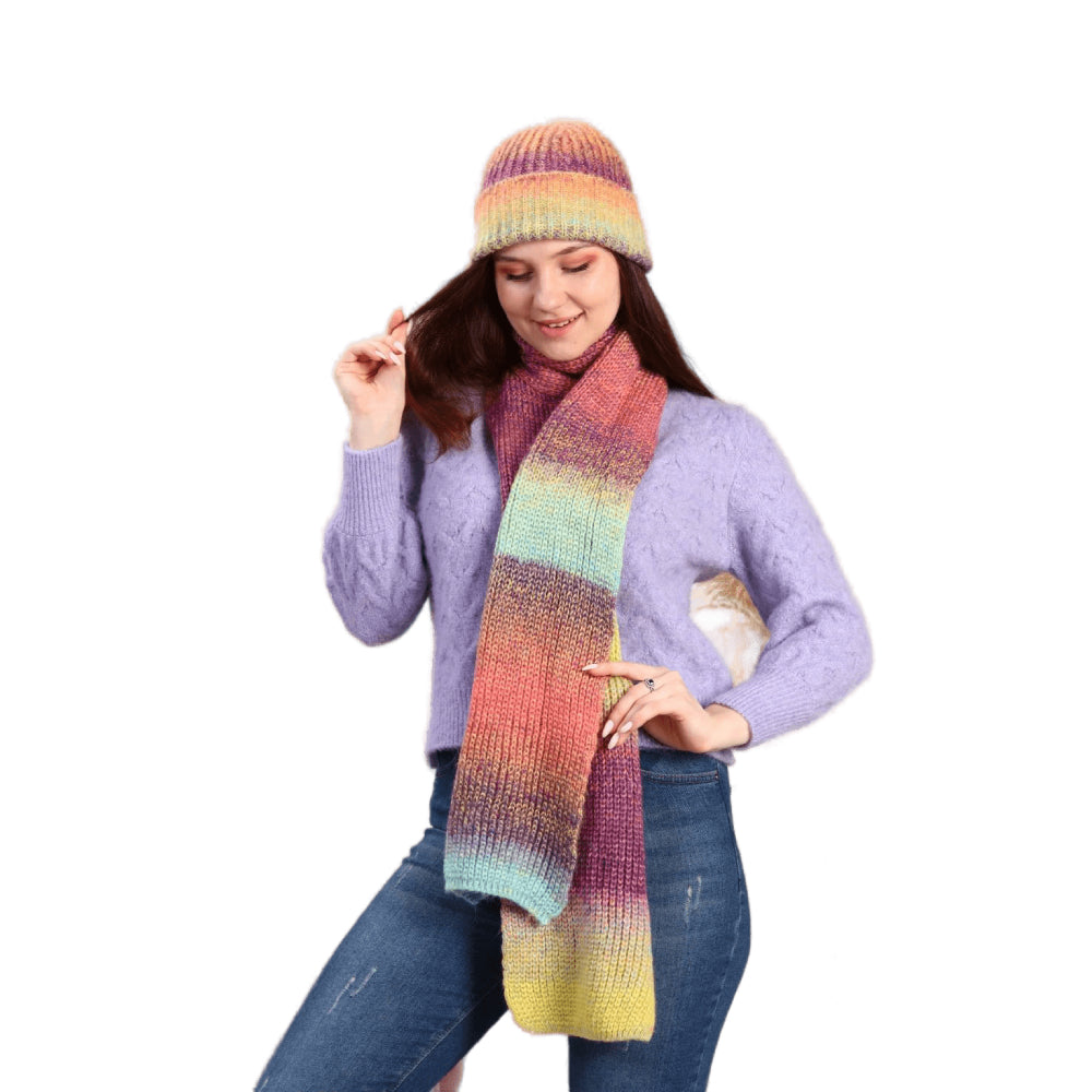 Knitted Beanie and Scarf Set - Girl's Cozy Hat Scarf - Trending Fashion Outfit for Winter - Wear Sierra
