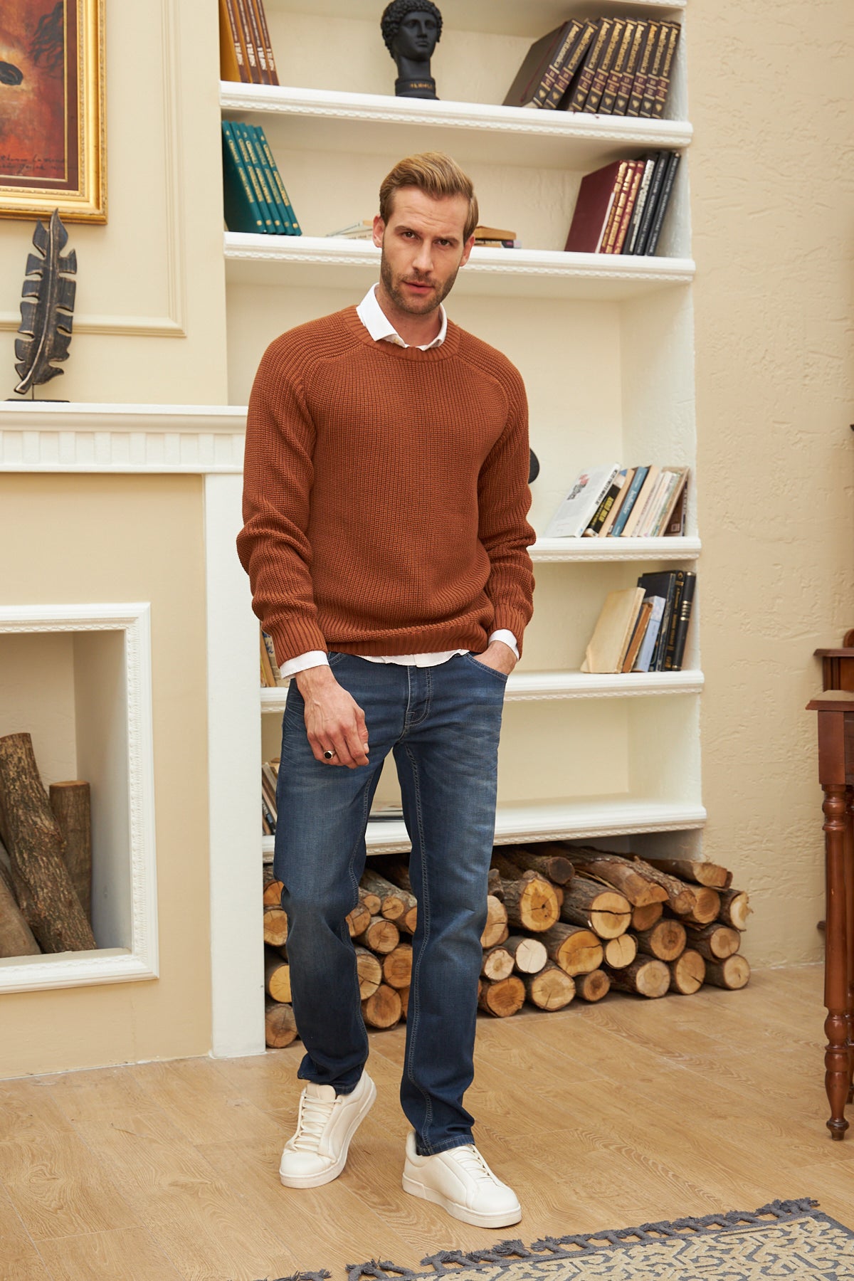 Men's Long Sleeve Crewneck Mid-Weight Pullover Sweater - Wear Sierra