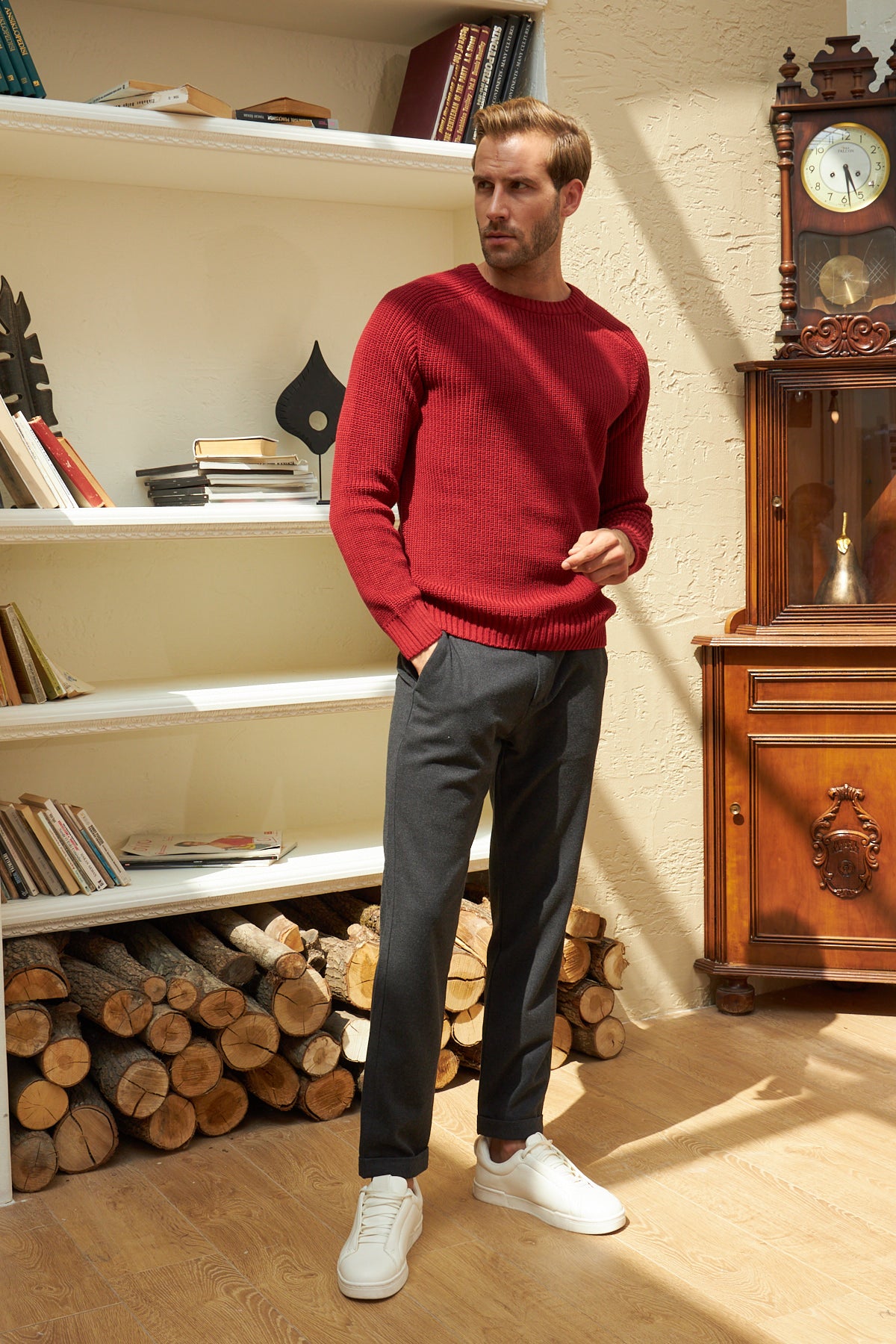 Men's Long Sleeve Crewneck Mid-Weight Pullover Sweater - Wear Sierra