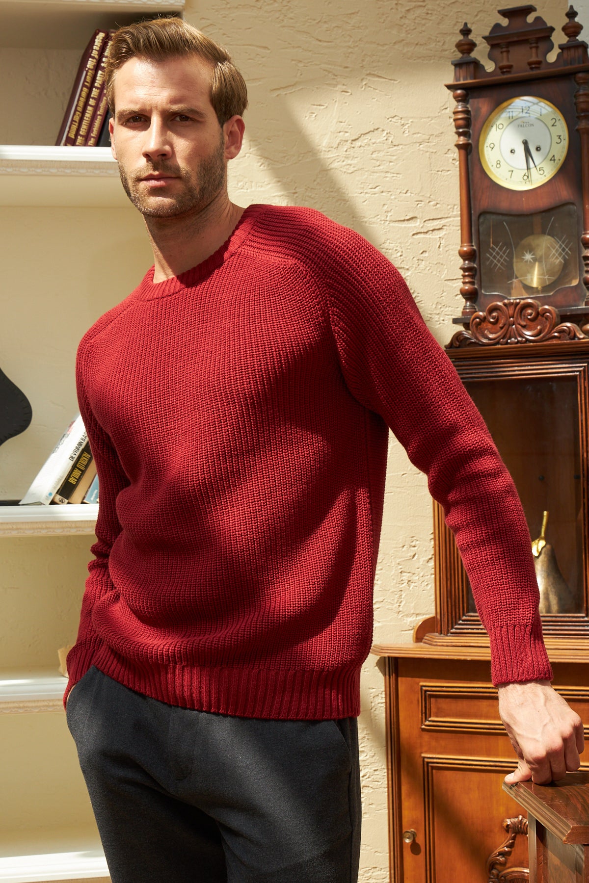 Men's Long Sleeve Crewneck Mid-Weight Pullover Sweater - Wear Sierra