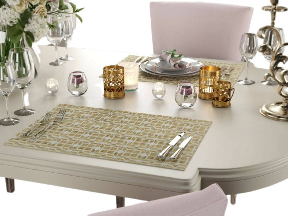 Stella Placemat Set, Neutral Place Setting, Unique 2D Wood Design - 2 piece Set - Wear Sierra