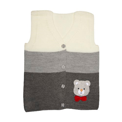 Wear Sierra 3 Striped Half Sleeve Bear Cute Design V-Neck  Sweaters For Toddlers And Kids