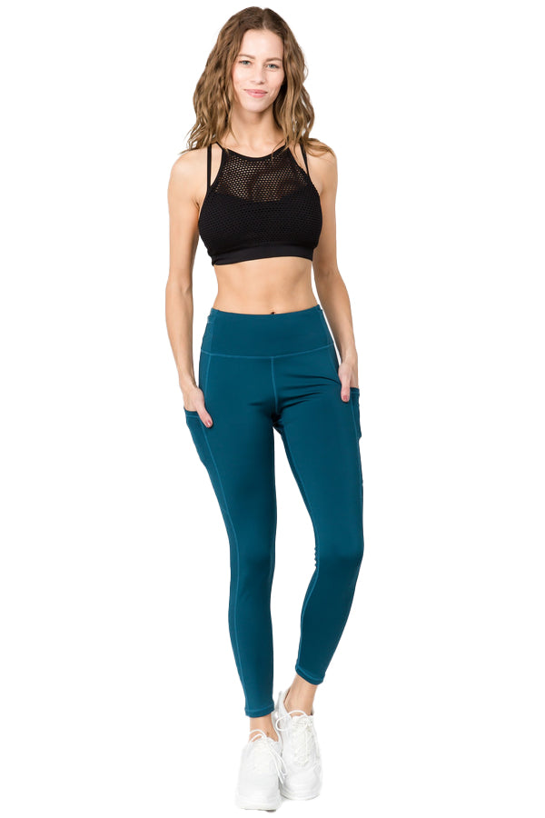 Women's High-Waist Leggings, Workout, Yoga, Running Pants with Pockets, Ankle-Length Activewear - Wear Sierra