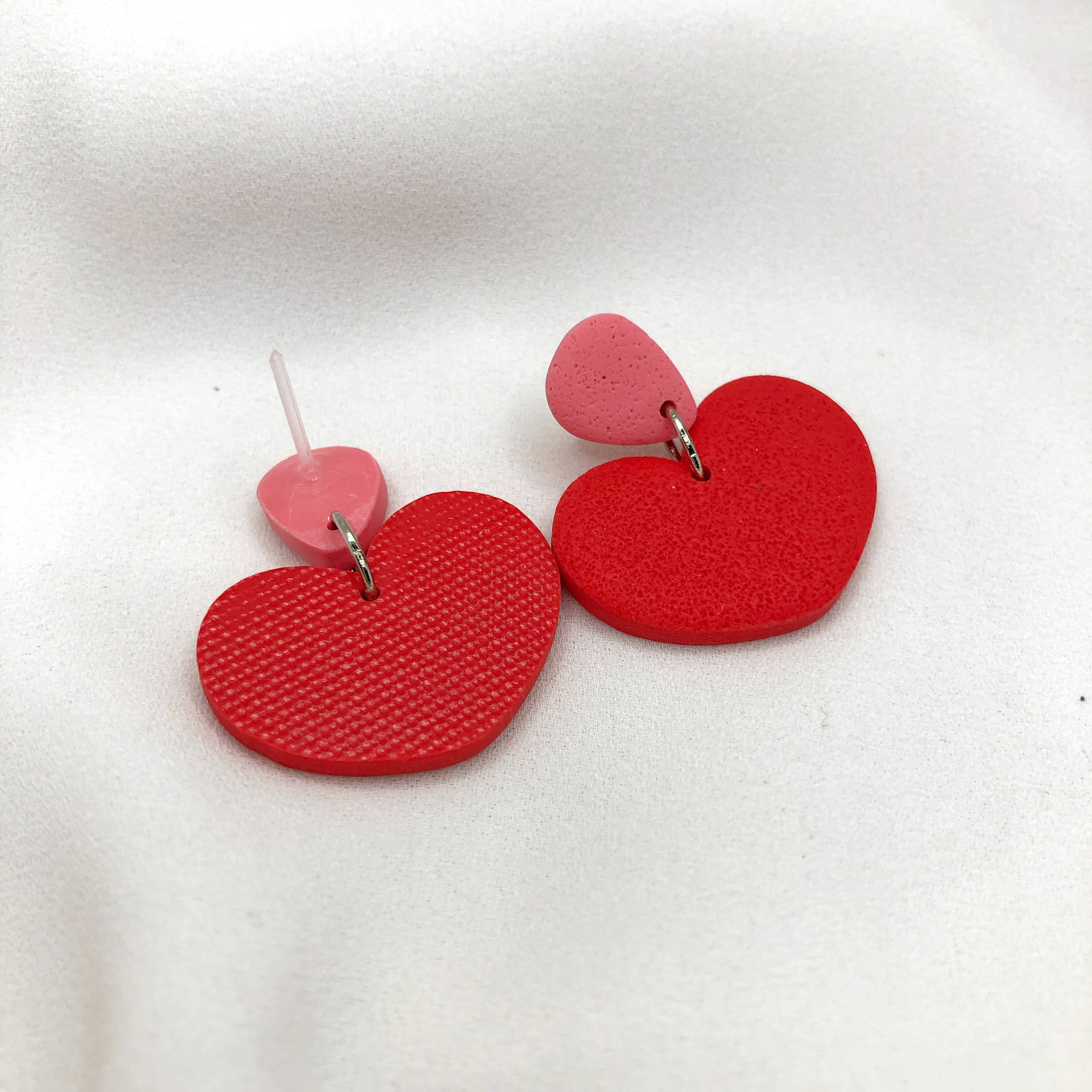 Hearts Shape Girl's Earrings - Handmade Polymer Clay Earrings - Wear Sierra