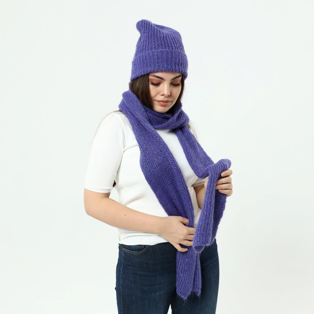 Knitted Beanie and Scarf Set - Girl's Cozy Hat Scarf - Trending Fashion Outfit for Winter - Wear Sierra