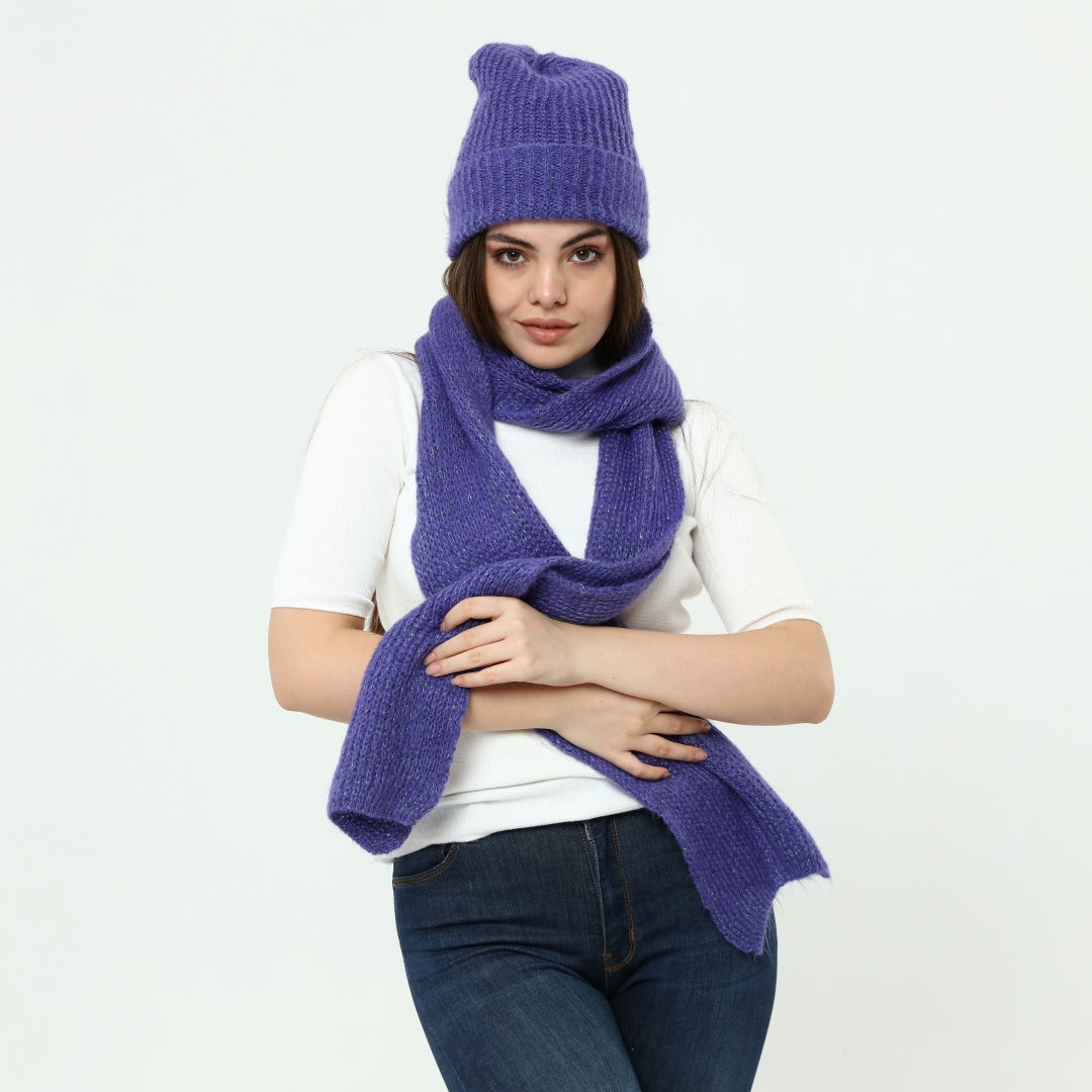 Knitted Beanie and Scarf Set - Girl's Cozy Hat Scarf - Trending Fashion Outfit for Winter - Wear Sierra