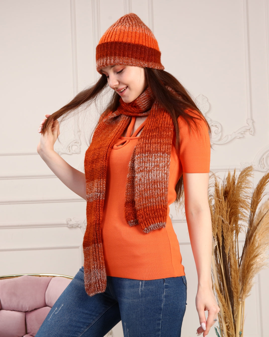 Women Knitted Beanie and Scarf Set Best Outfit for Winter