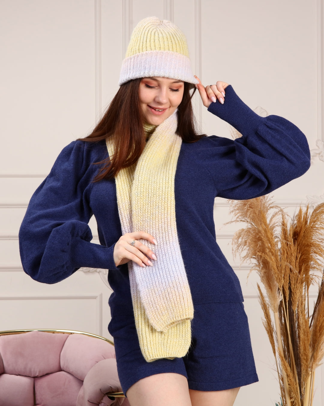 Knitted Beanie and Scarf Set - Girl's Cozy Hat Scarf - Trending Fashion Outfit for Winter - Wear Sierra