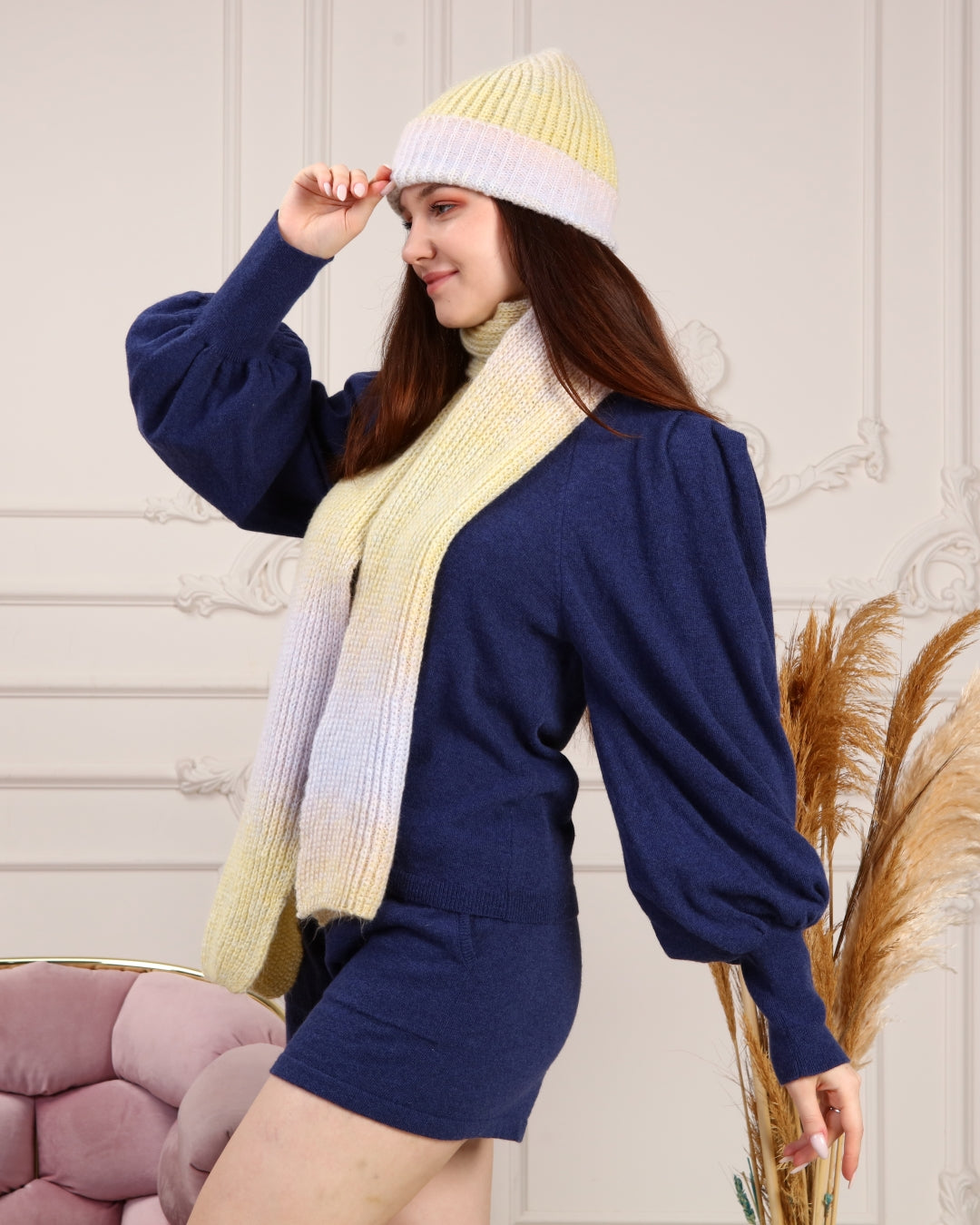 Knitted Beanie and Scarf Set - Girl's Cozy Hat Scarf - Trending Fashion Outfit for Winter - Wear Sierra
