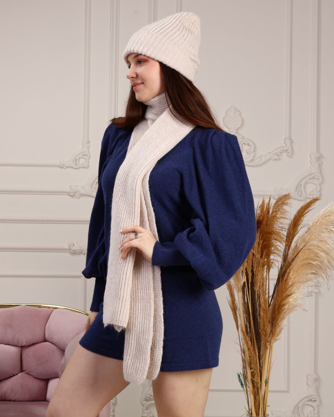 Knitted Beanie and Scarf Set - Girl's Cozy Hat Scarf - Trending Fashion Outfit for Winter - Wear Sierra