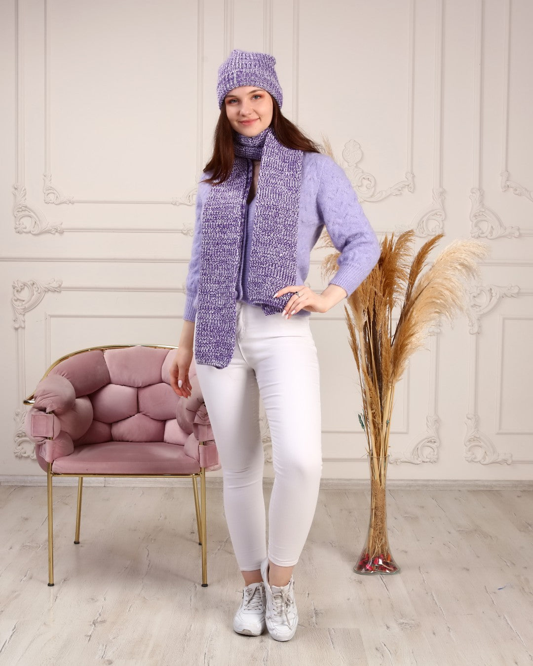 Knitted Beanie and Scarf Set - Girl's Cozy Hat Scarf - Trending Fashion Outfit for Winter - Wear Sierra