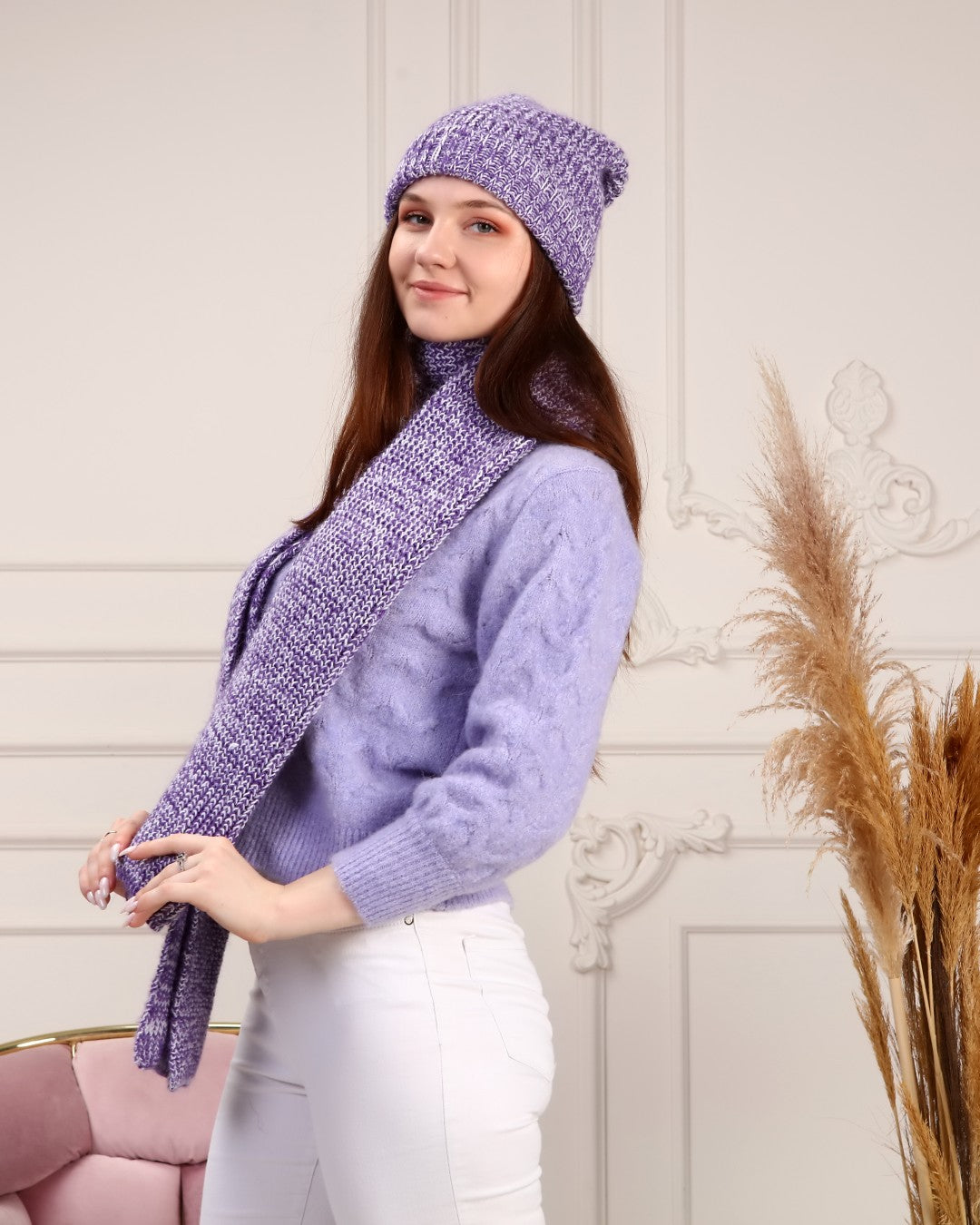 Knitted Beanie and Scarf Set - Girl's Cozy Hat Scarf - Trending Fashion Outfit for Winter - Wear Sierra