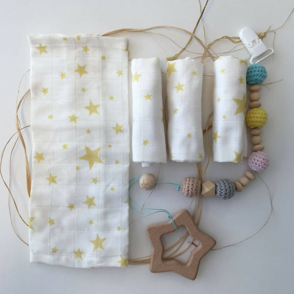 100% Cotton Muslin - Baby Washcloths, 2 Layer Ultra Soft, Absorbent Baby Wipes, Nursing Cloth (4 Pack Boxed Sets) Newborn Muslin Baby Bath or Face Towel 9.85" x 9.85" Printed Patterns - Wear Sierra