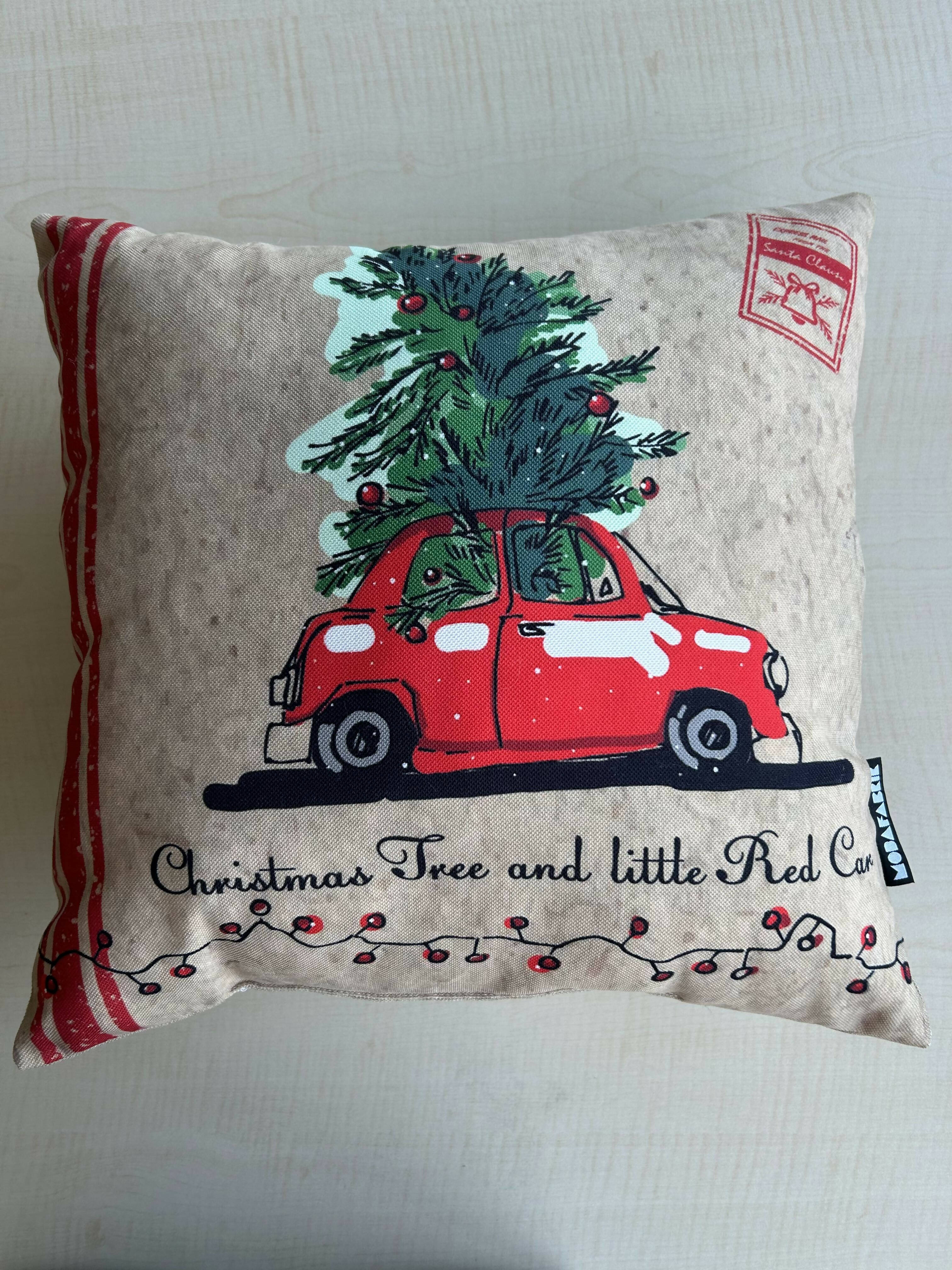 Christmas Car Pattern Pillow Cover, Holiday Pillow Cover - Wear Sierra