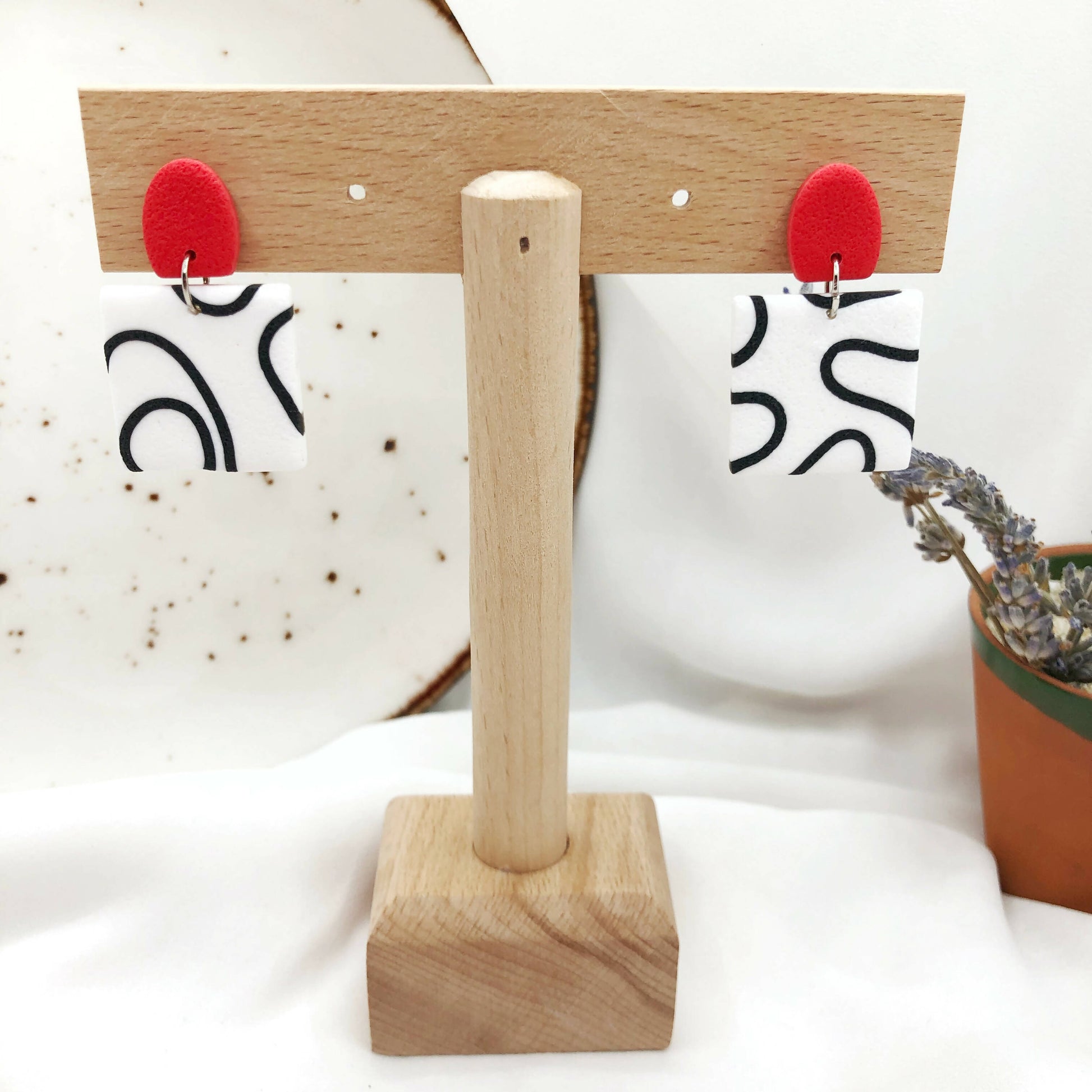 Waves Handmade Polymer Clay Earrings - Colorful Clay Earring Accessories - Wear Sierra