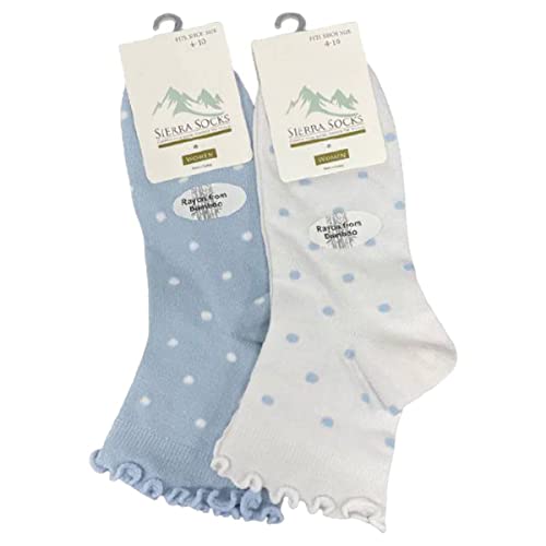 Women's Bamboo Low Cut Quarter 4-Pair Pack Lettuce Edge Ruffle Socks