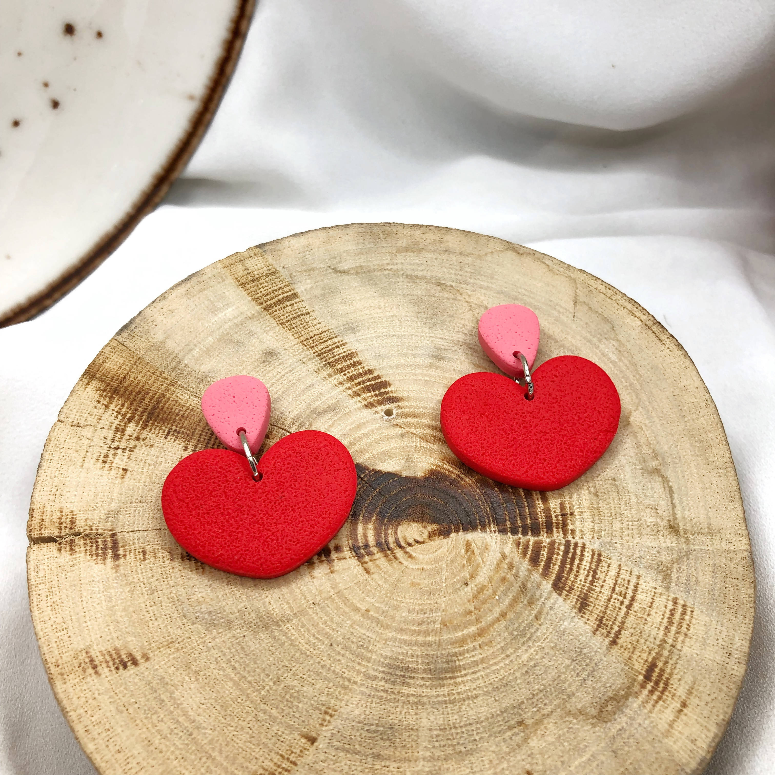 Hearts Shape Girl's Earrings - Handmade Polymer Clay Earrings - Wear Sierra