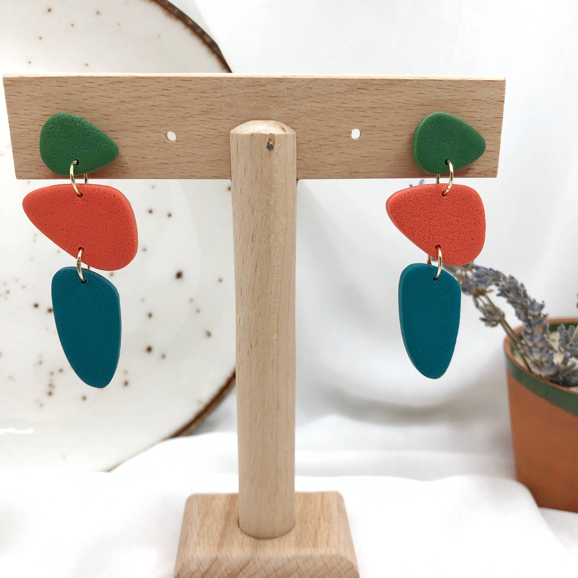 Autumn Trio Handmade Polymer Clay Earrings - Stylish Anti Allergic Earbacks - Wear Sierra