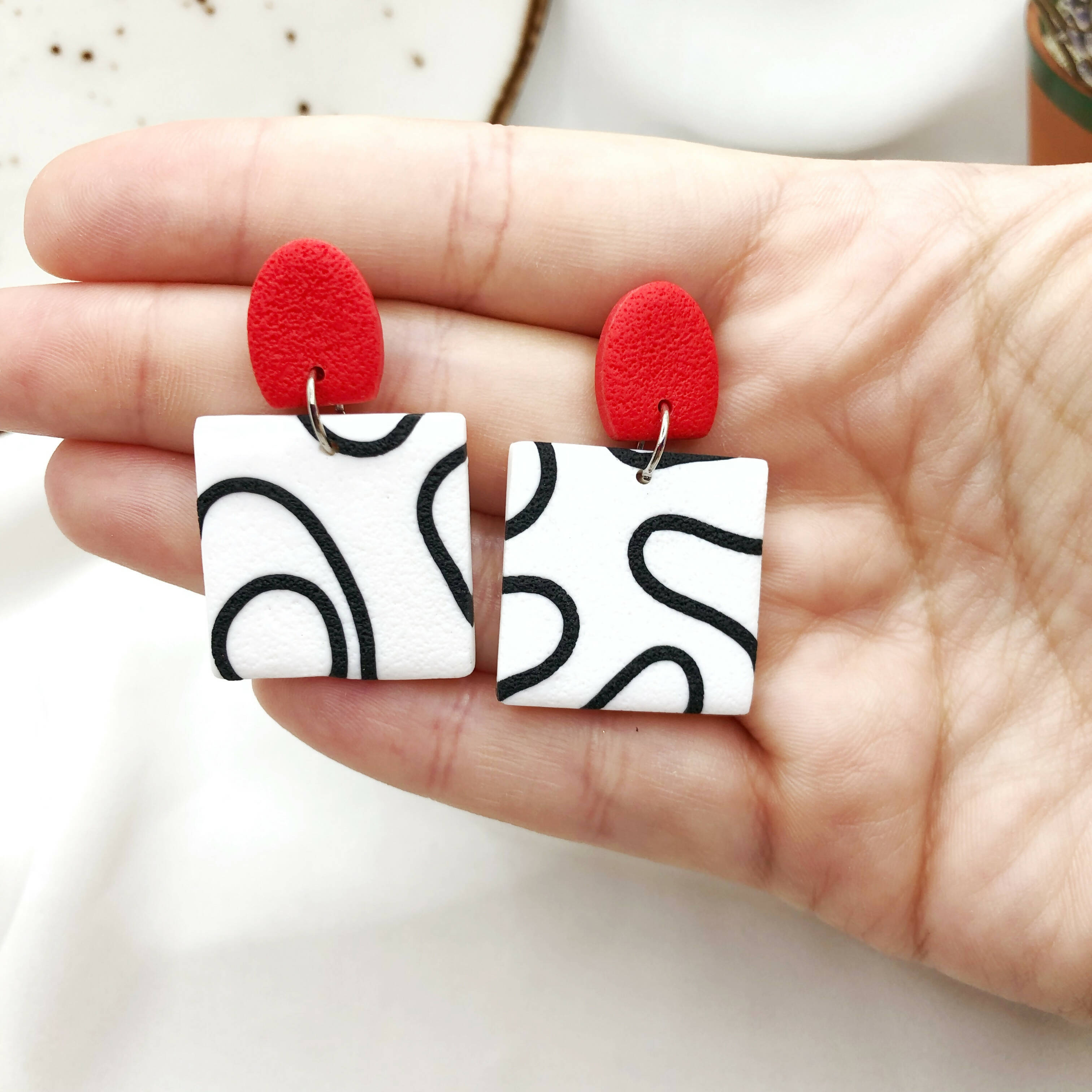 Waves Handmade Polymer Clay Earrings - Colorful Clay Earring Accessories - Wear Sierra