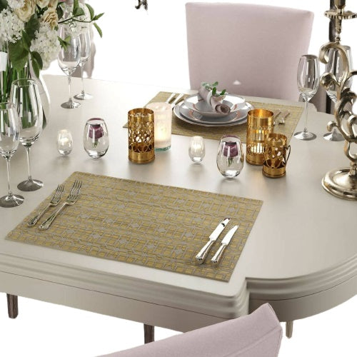 Stella Placemat Set, Neutral Place Setting, Unique 2D Wood Design - 2 piece Set - Wear Sierra