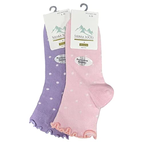 Women's Bamboo Low Cut Quarter 4-Pair Pack Lettuce Edge Ruffle Socks