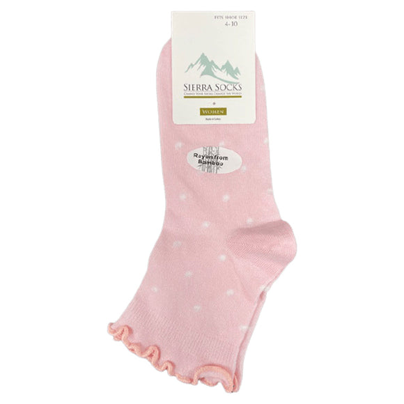 Women's Bamboo Low Cut Quarter 4-Pair Pack Lettuce Edge Ruffle Socks
