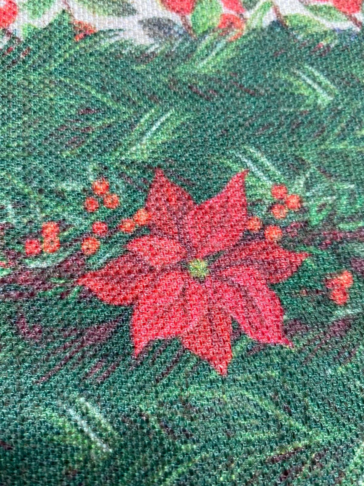 Poinsettia and Holly Pattern Table Cloth, 55"W x 86"L - Wear Sierra