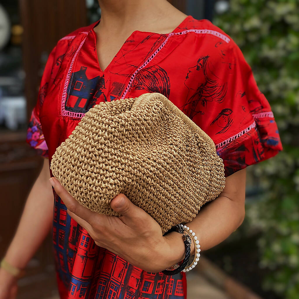 Hand Crafted Clutch Women's Purse Made From Organic Natural Paper Yarn - Wear Sierra
