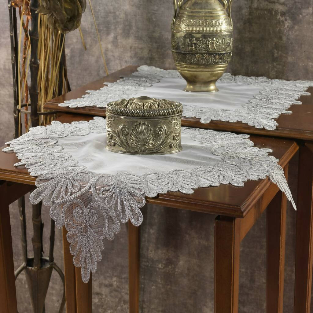 Angel Whisper Napkin Set, Lace & Tulle Napkin Set, Nightstand, Dresser or Mantle Decoration - 2pc Set - Wear Sierra