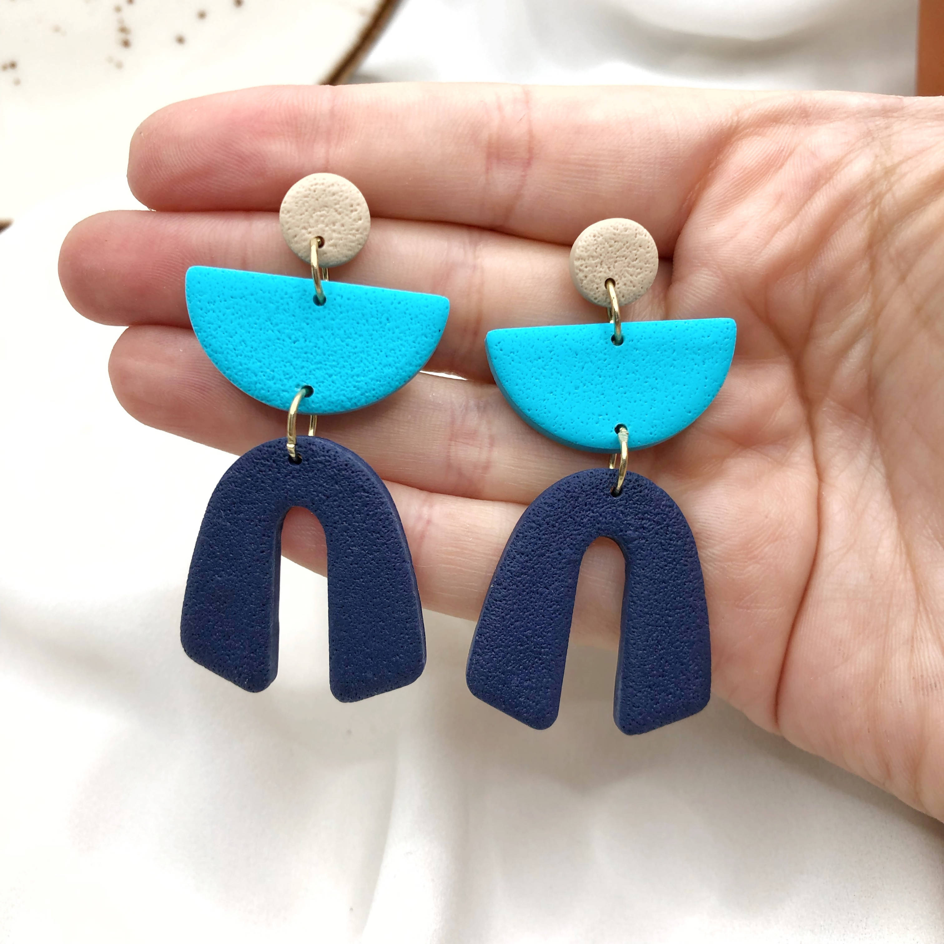 Blue Man Handmade Polymer Clay Earrings - Party Wear Earrings - Wear Sierra