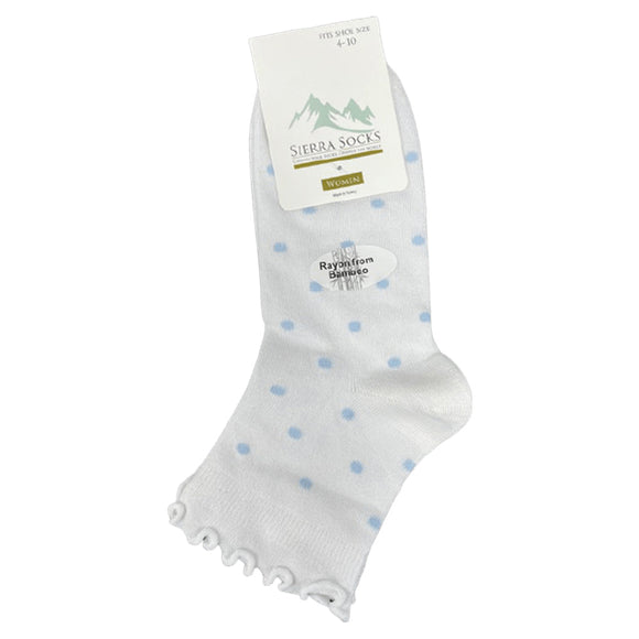 Women's Bamboo Low Cut Quarter 4-Pair Pack Lettuce Edge Ruffle Socks