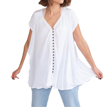 Ladies Oversized Shirt - Flowy Shirt, Summery Shirt, High Low Swing, Asymmetrical Tunic, 100% Cotton V-Neck Shirt - Wear Sierra