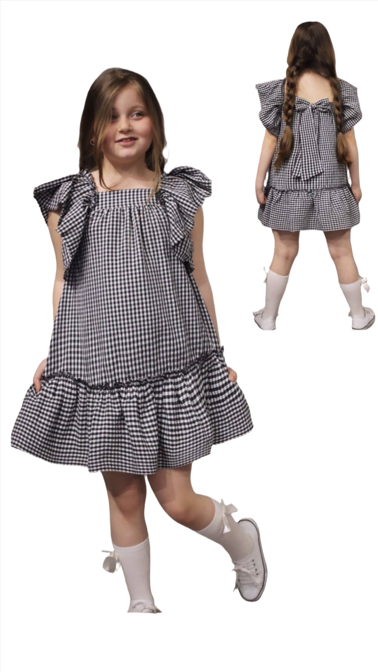 Flutter Sleeve Girl's Dress, Girl's Clothing, Girl's Summer Dress, Seersucker Girl's Dress - Wear Sierra
