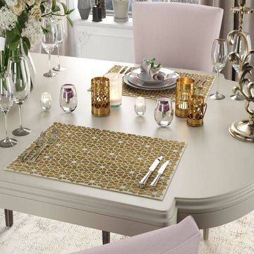 Arabesque Placemat Set, Neutral Place Setting, Unique 2D Wood Design - 2 piece Set - Wear Sierra