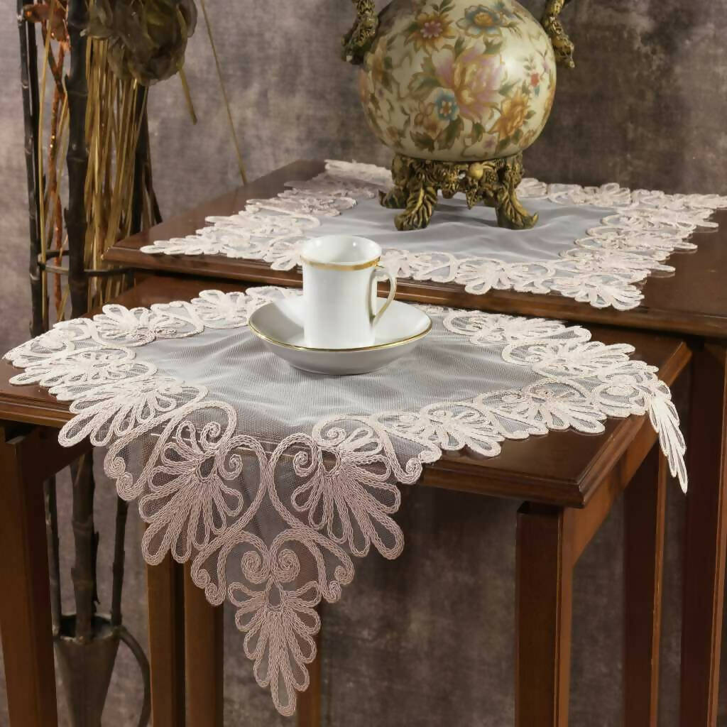 Angel Whisper Napkin Set, Lace & Tulle Napkin Set, Nightstand, Dresser or Mantle Decoration - 2pc Set - Wear Sierra