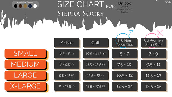 Sierra Socks Unisex Cotton Over-the-Calf Trouser Socks - 20-30 mmHg U111