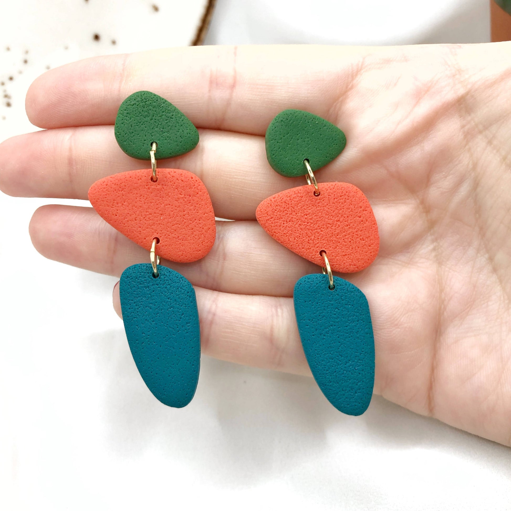 Autumn Trio Handmade Polymer Clay Earrings - Stylish Anti Allergic Earbacks - Wear Sierra