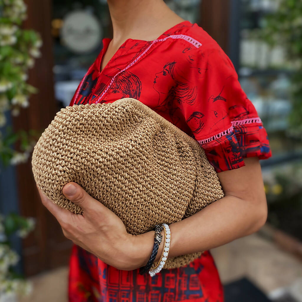 Hand Crafted Clutch Women's Purse Made From Organic Natural Paper Yarn - Wear Sierra