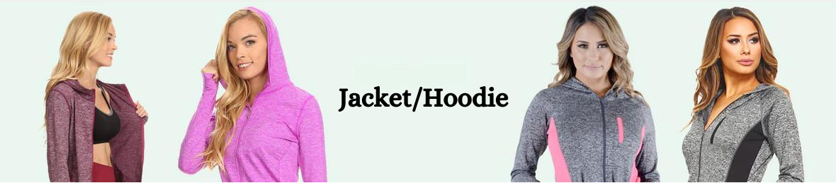 Women Activewear Jackets - Long Sleeve with Full Zip Up Hoodie
