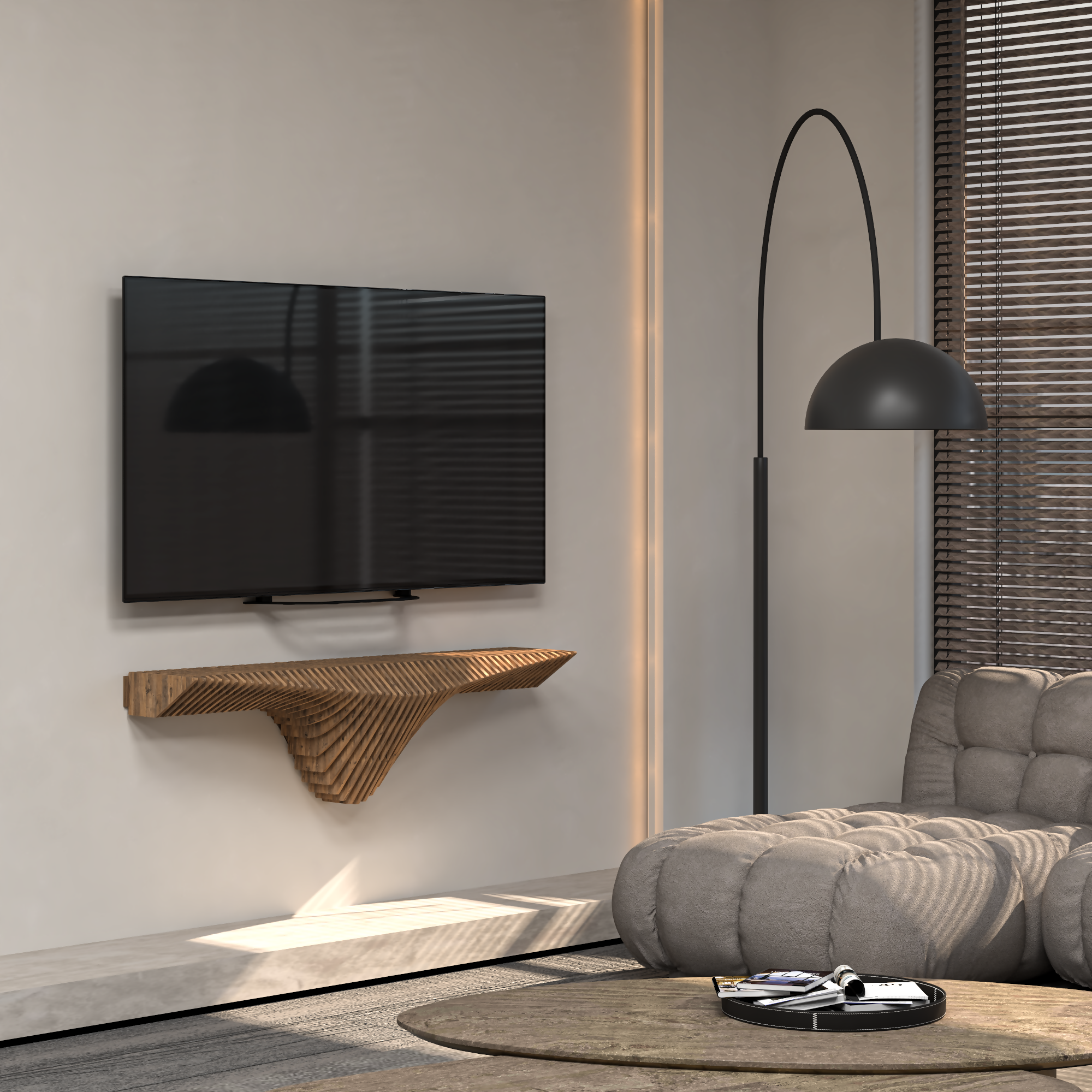 Parametric Shelf 50 inch Wavy Design Display Shelf