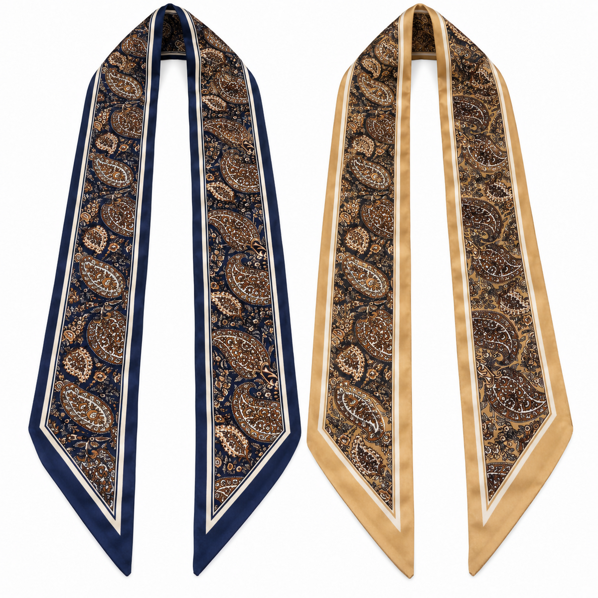 Women’s Lightweight Paisley Scarf Set, 2-Pack, Navy & Camel