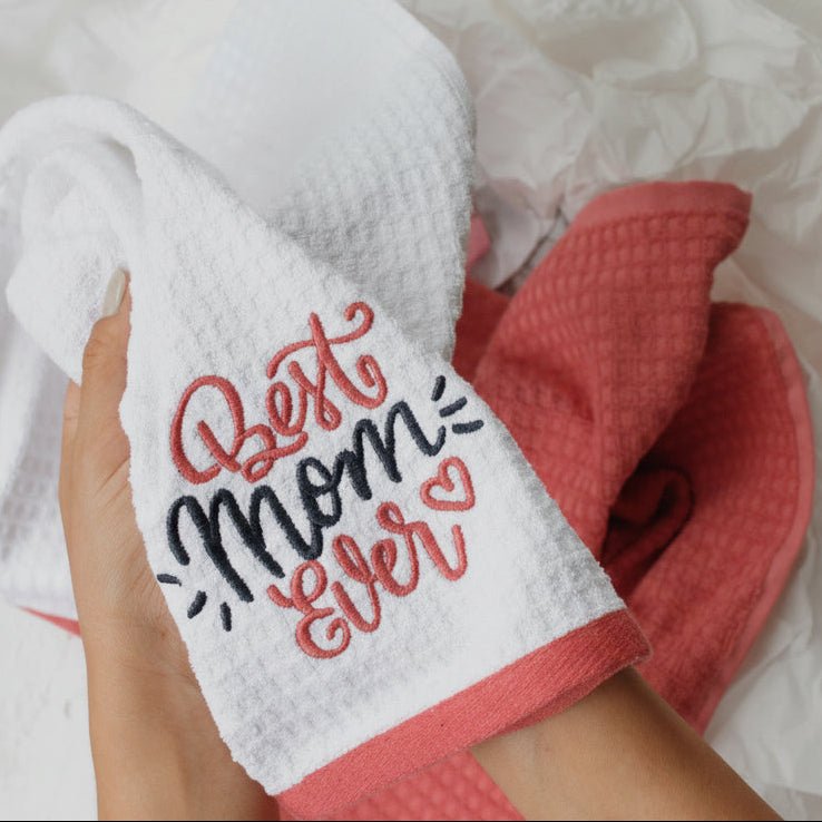 100% Cotton Kitchen Towel Set of 2 – Soft, Absorbent Dish Towels for Cooking, Drying & Cleaning – Durable Everyday Kitchen Towels - Best Mom Ever - Wear Sierra