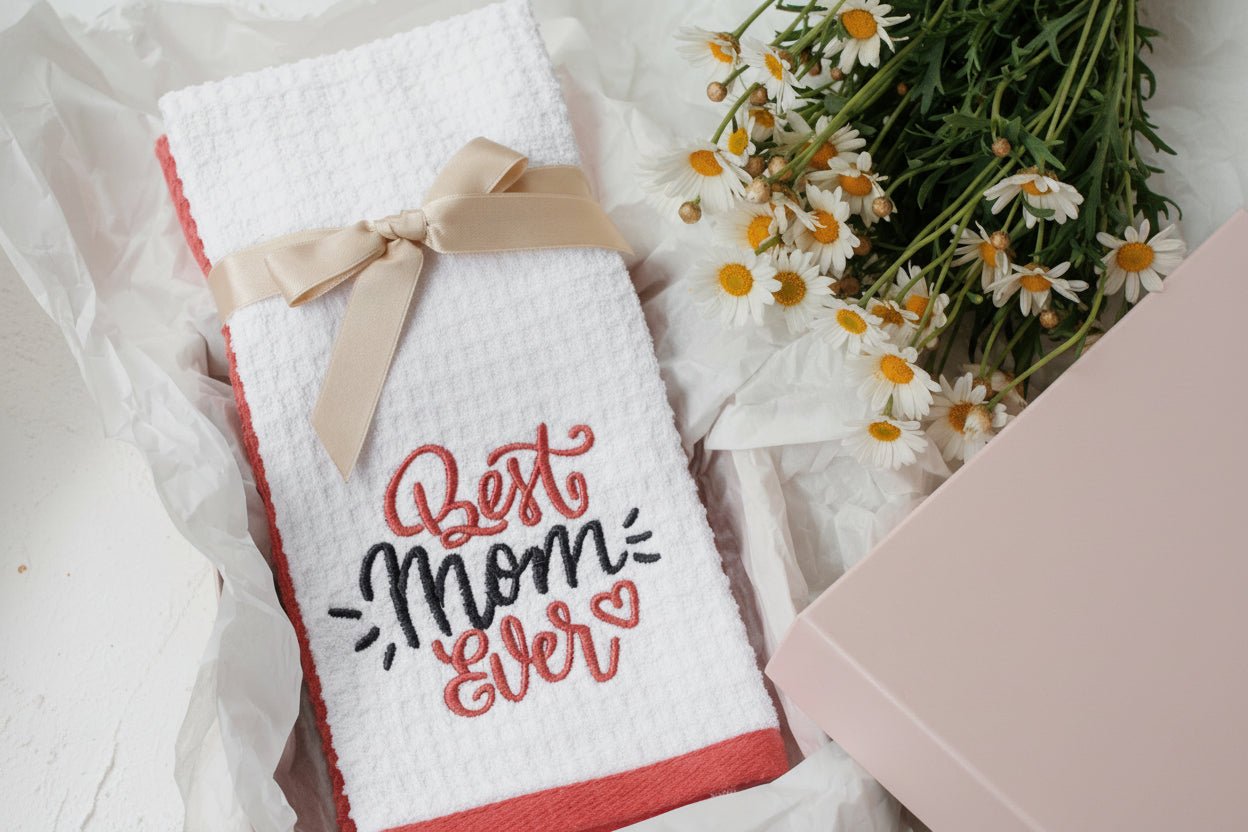 100% Cotton Kitchen Towel Set of 2 – Soft, Absorbent Dish Towels for Cooking, Drying & Cleaning – Durable Everyday Kitchen Towels - Best Mom Ever - Wear Sierra