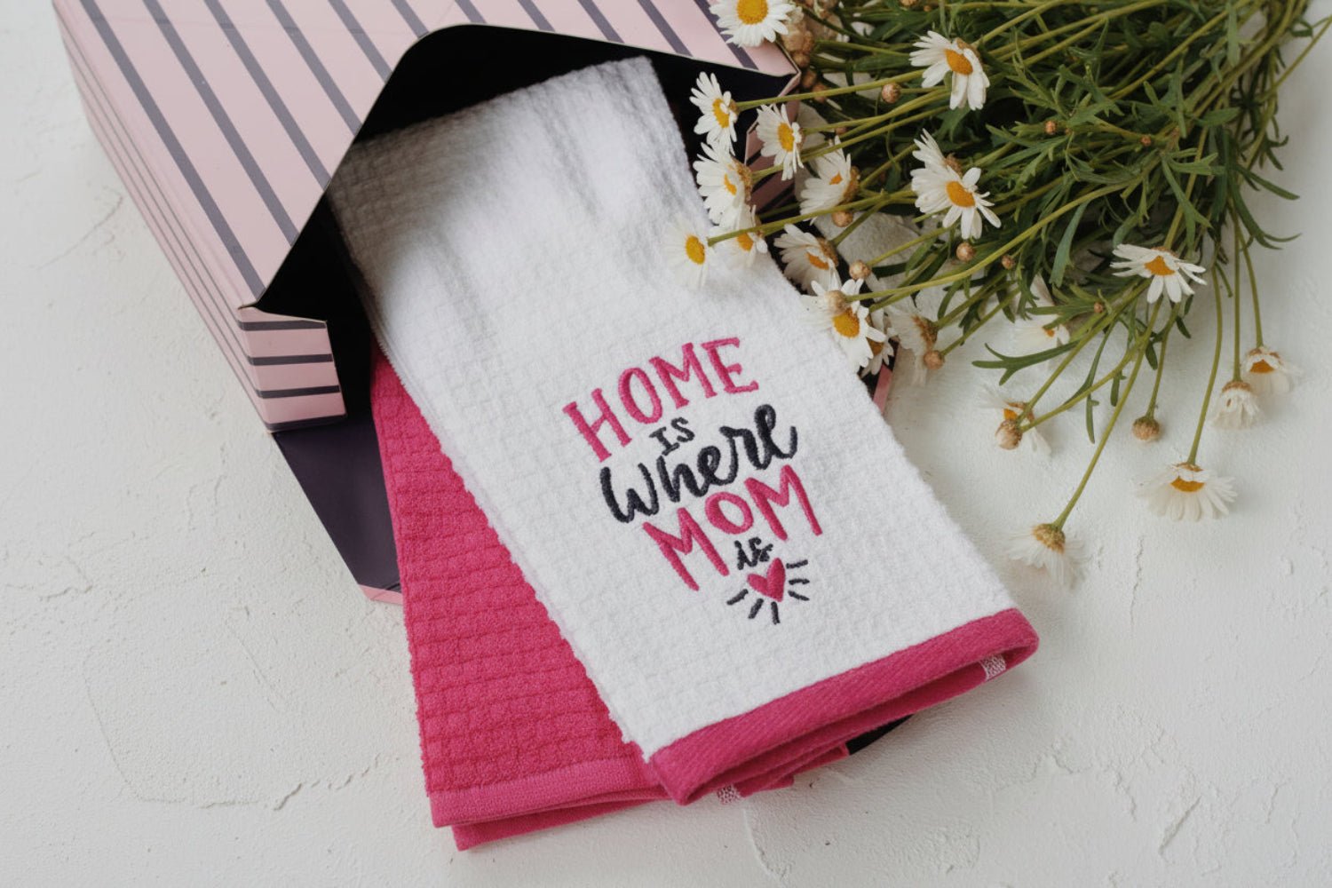 100% Cotton Kitchen Towel Set of 2 – Soft, Absorbent Dish Towels for Cooking, Drying & Cleaning – Durable Everyday Kitchen Towels - Home Is Where Mom Is - Wear Sierra