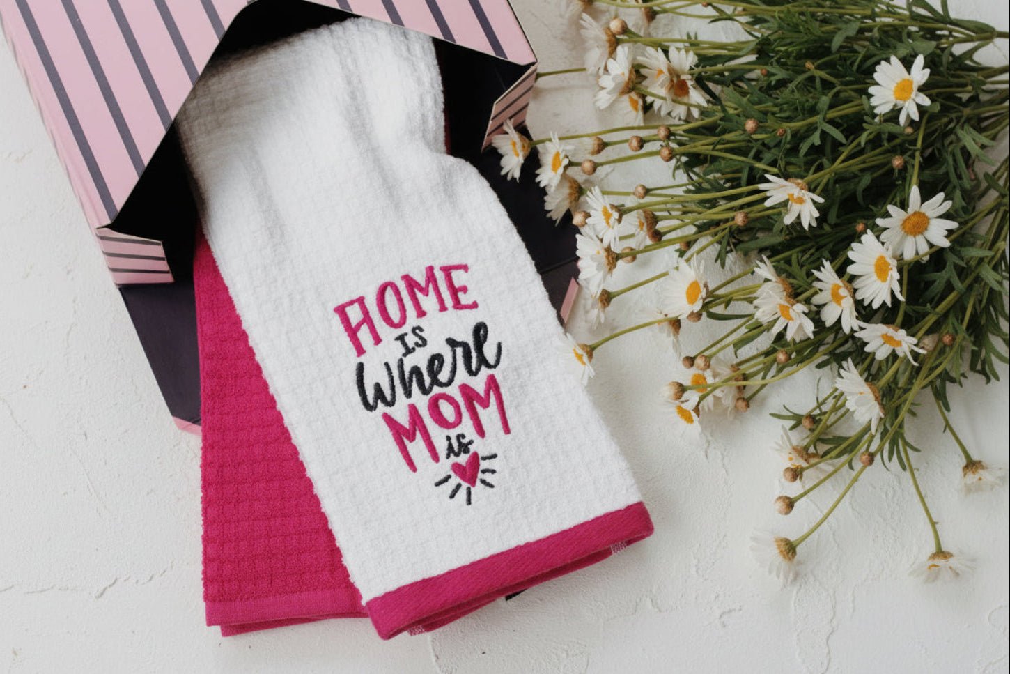 100% Cotton Kitchen Towel Set of 2 – Soft, Absorbent Dish Towels for Cooking, Drying & Cleaning – Durable Everyday Kitchen Towels - Home Is Where Mom Is - Wear Sierra