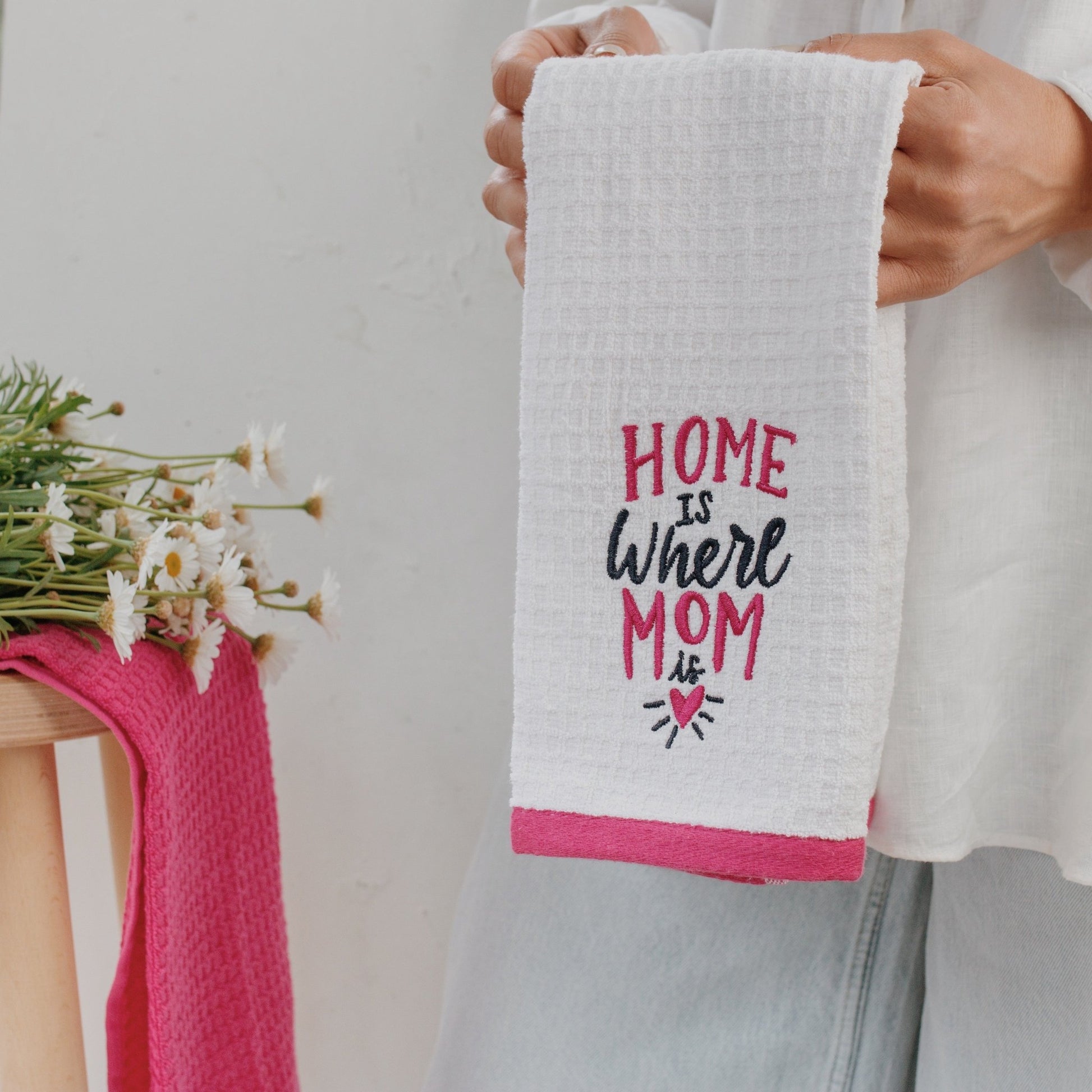 100% Cotton Kitchen Towel Set of 2 – Soft, Absorbent Dish Towels for Cooking, Drying & Cleaning – Durable Everyday Kitchen Towels - Home Is Where Mom Is - Wear Sierra